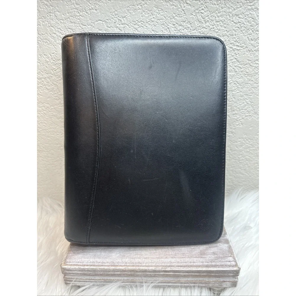 $29 🌙 Franklin Covey Black Planner Full-Grain Nappa Leather 7 Ring READ